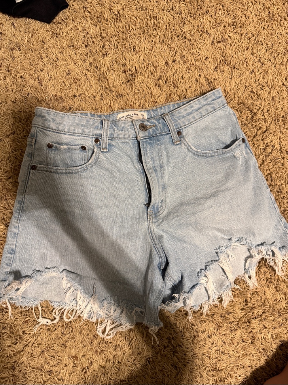 Abercrombie & Fitch Light Blue Distressed Denim Shorts